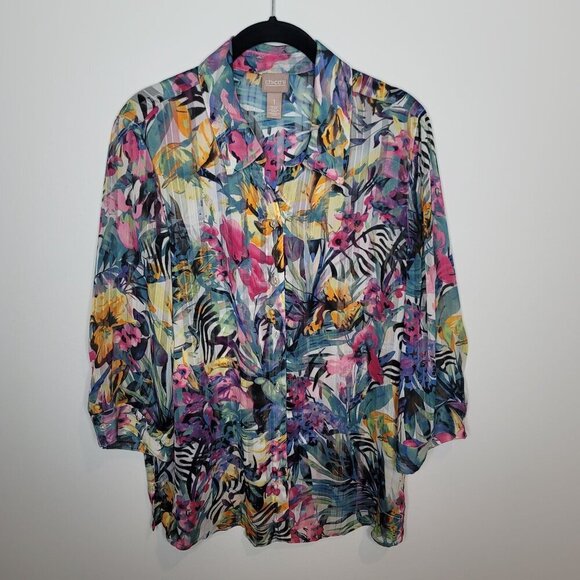 Chico's Button Up Womens 1 (Medium) - Picture 1 of 8